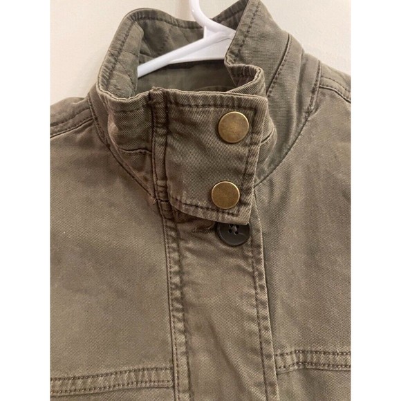 Lucky Brand Womens Full Zip Up Jacket Green Military Cargo Utility Boho Sz Small - Picture 7 of 9
